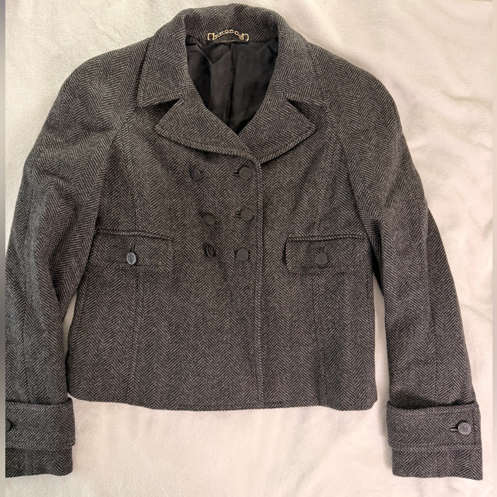 Gucci double breasted grey coat wool and cashmere
